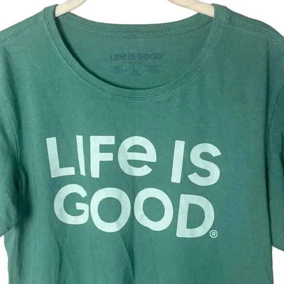 Life is Good Women’s Green Graphic T-Shirt Size Large - Picture 2 of 6